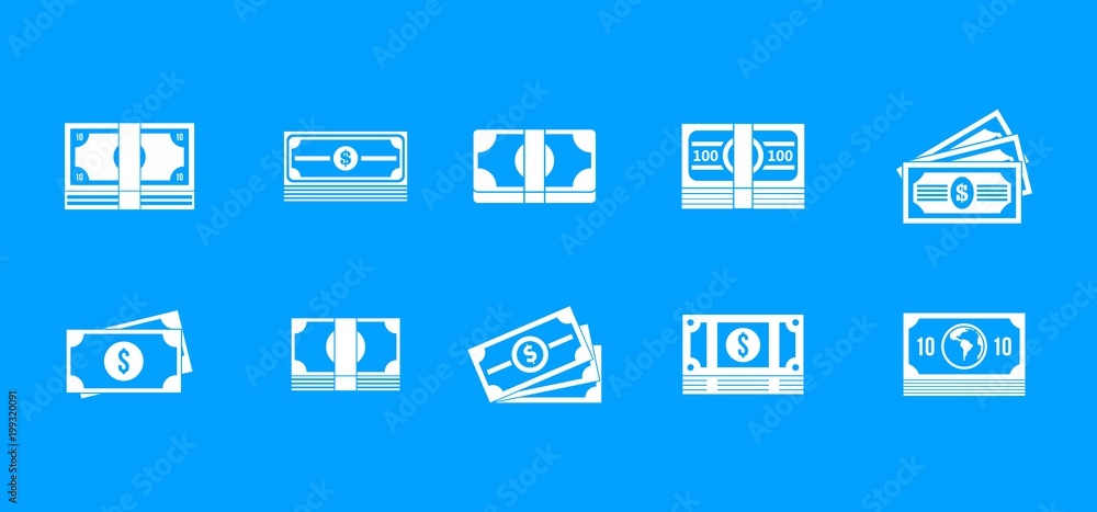 Dollar icon blue set vector Dollar icon blue set vector