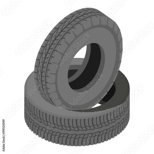 Tire icon, isometric style