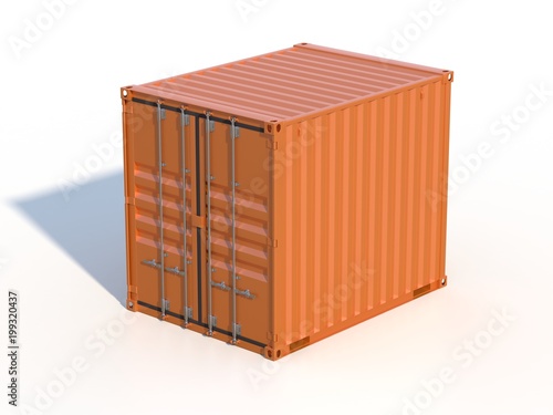 Brown ship cargo container side view 10 feet length