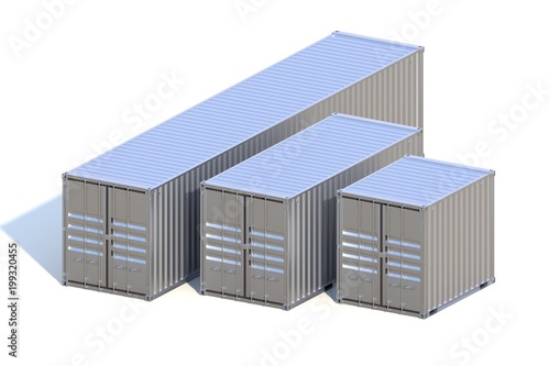 Metallic ship cargo containers 10 20 and 40 feet length