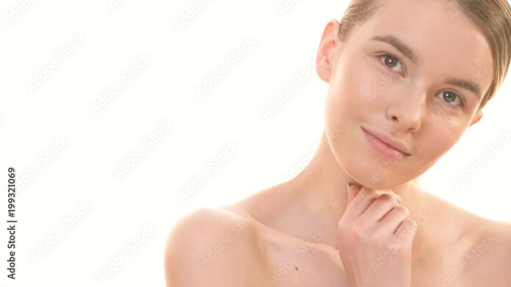 The sexy woman flirts on the white background The sexy woman flirts on the white background