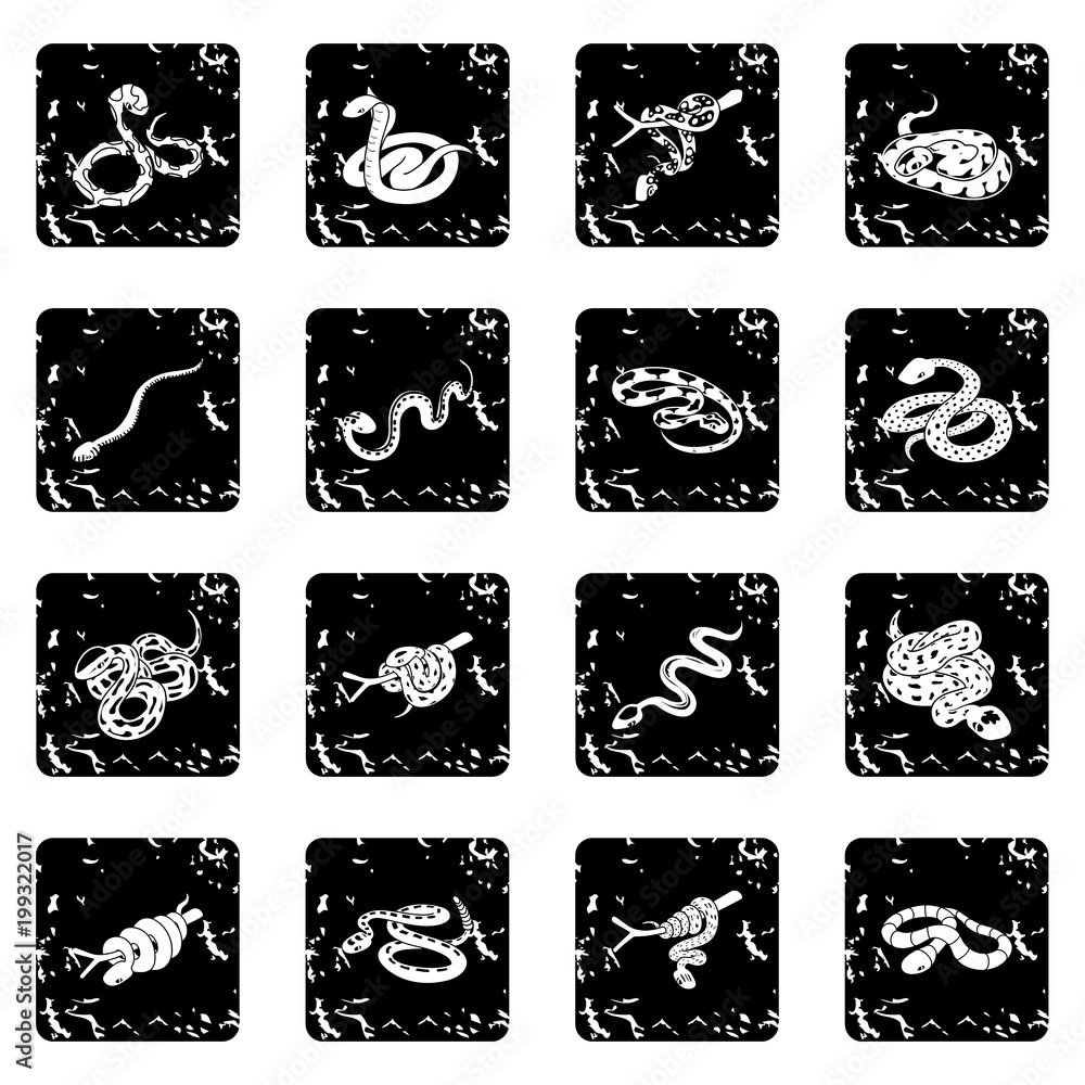 Snake icons set grunge vector