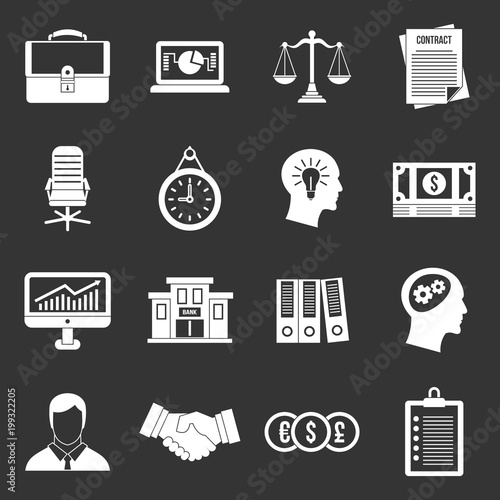 Banking icons set grey vector