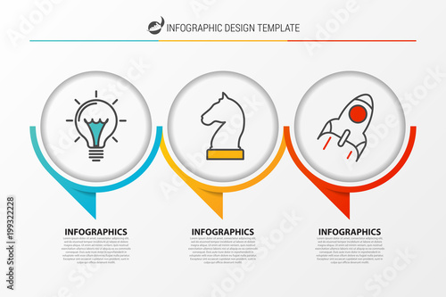 Infographic design template. Organization chart with 3 steps