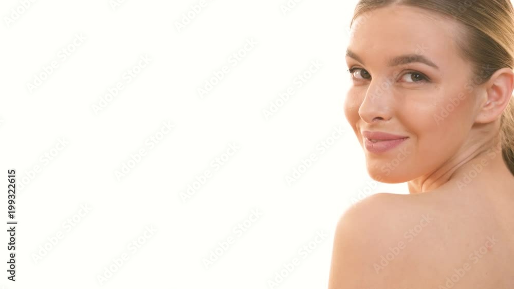 The beauty woman posing on the white background The beauty woman posing on the white background