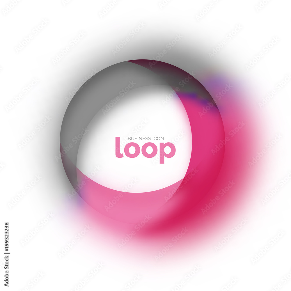 Loop circle business icon, created with glass transparent color shapes Loop circle business icon, created with glass transparent color shapes