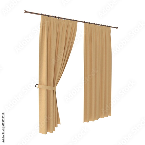 Modern curtain. Isolated on white. 3D illustration