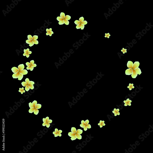Festive Background with plumerias. Feminine Pattern for Postcard, Print, Banner or Poster. Small Pretty  flowers For Party Decoration, Wedding, Birthday or Anniversary Invitation.