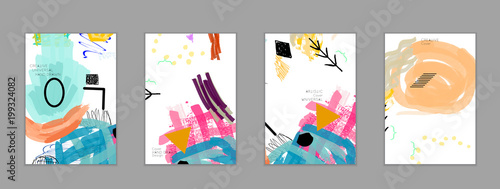 Abstract collage made with scribbles  markercanyon strokesblack geometric shapes