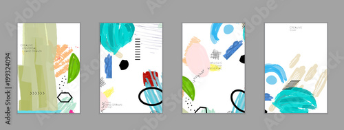 Abstract collage made with scribbles  markercanyon strokesblack geometric shapes