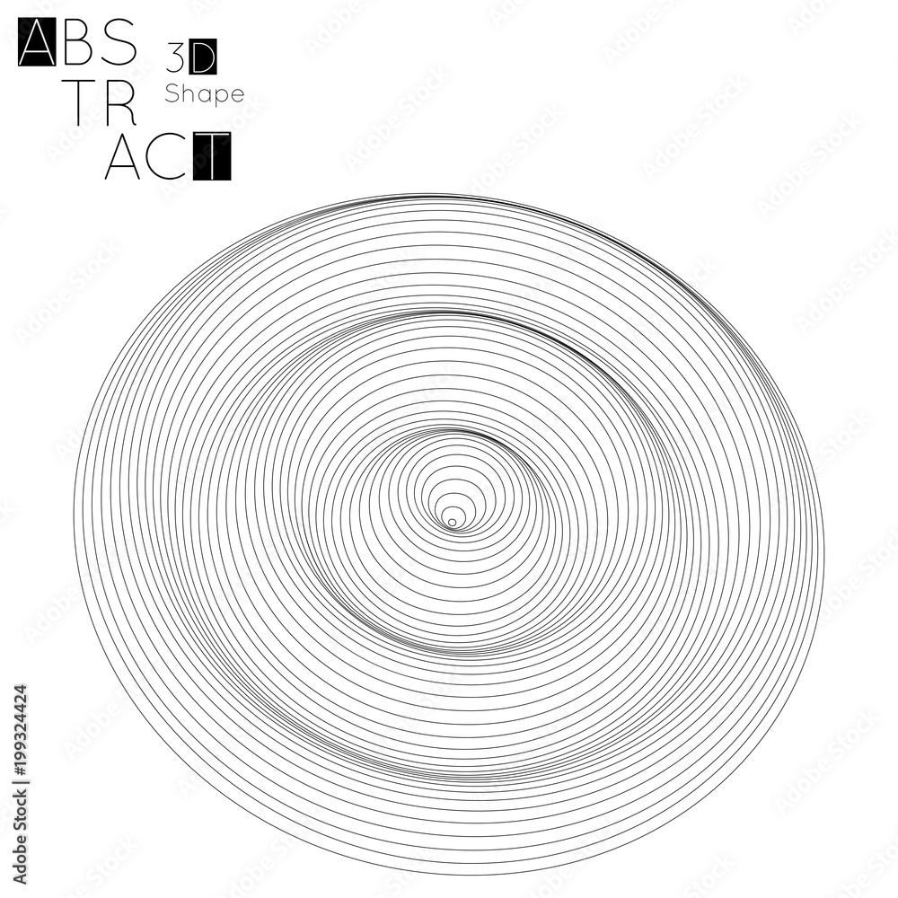 Fototapeta premium Abstract 3D wireframe geometric shape isolated on white background Circle wave on grid