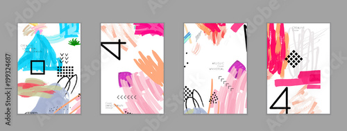 Abstract collage made with scribbles  markercanyon strokesblack geometric shapes