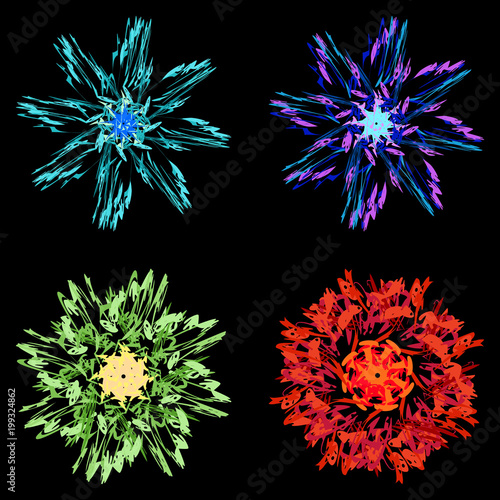 Fototapeta Naklejka Na Ścianę i Meble -  Collection of vintage garden flowers for decoration of fabric or accessories and for postcards.