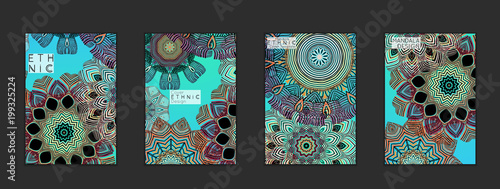 Ethnic banners template with floral Mandala ornament.