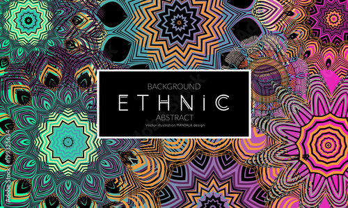 Ethnic banners template with floral Mandala ornament.