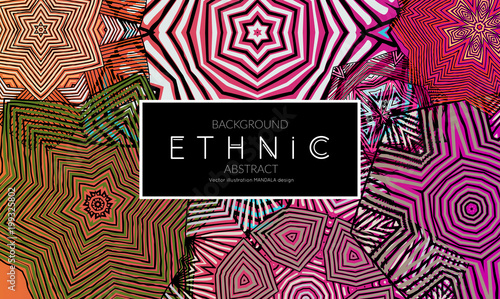Ethnic banners template with floral Mandala ornament.