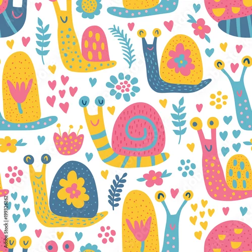 Tapety kolorowe ślimaki na łące