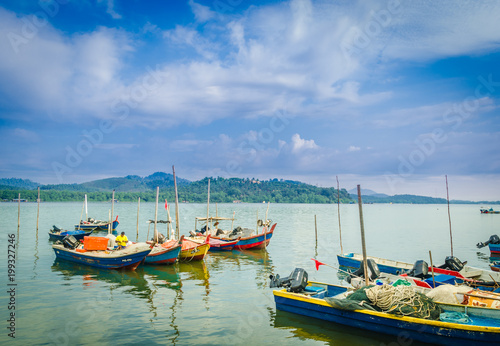 Boats on the river at Perak, Malaysia