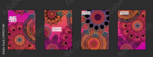 Ethnic banners template with floral Mandala ornament.