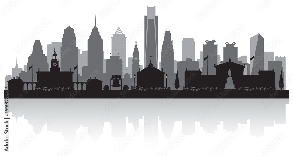 Philadelphia Pennsylvania city skyline silhouette