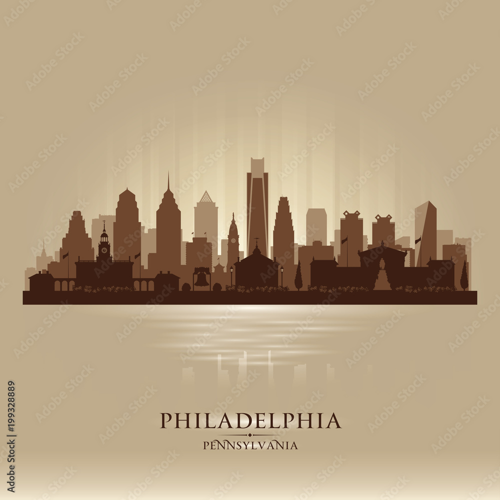 Naklejka premium Philadelphia Pennsylvania city skyline vector silhouette