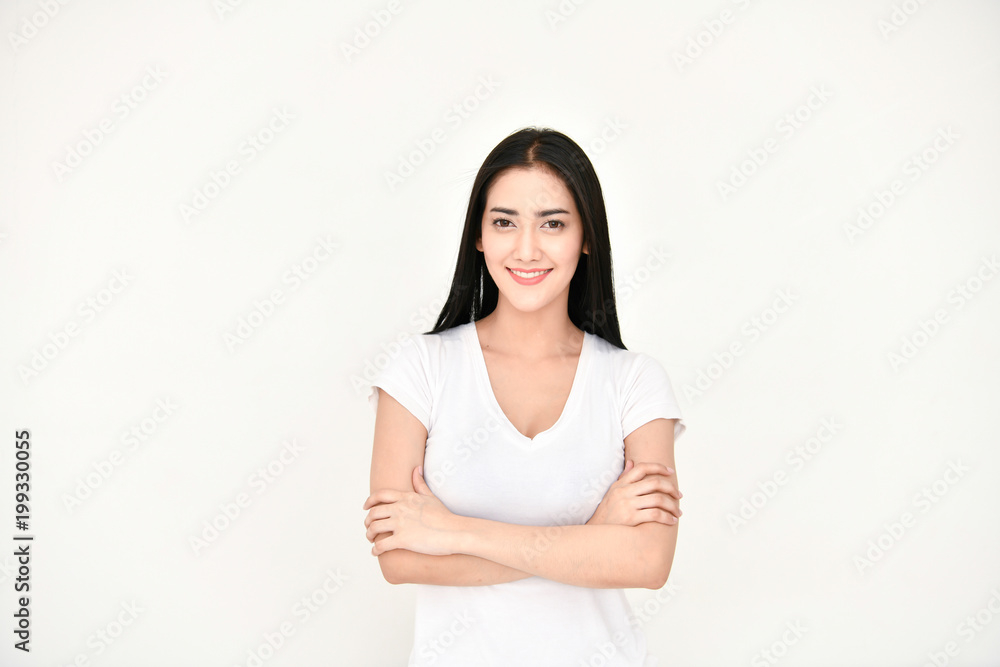 Lifestyle Concept. Cute Asian girl in night dress. Beautiful asian woman is relaxing in a white bedroom. Asian girls are playing in the bedroom happily. Lifestyle Concept. Cute Asian girl in night dress. Beautiful asian woman is relaxing in a white bedroom. Asian girls are playing in the bedroom happily.