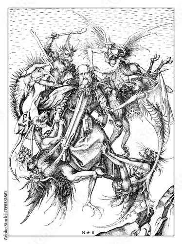 Fényképezés The Temptation of St Anthony that the Christian monk Anthony the Great faced dur