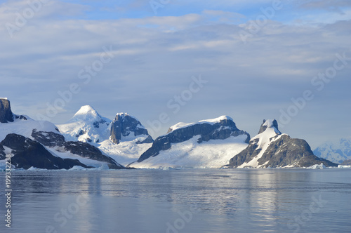 Beautiful landscape. Antarctica. A view of snowed mountains. 