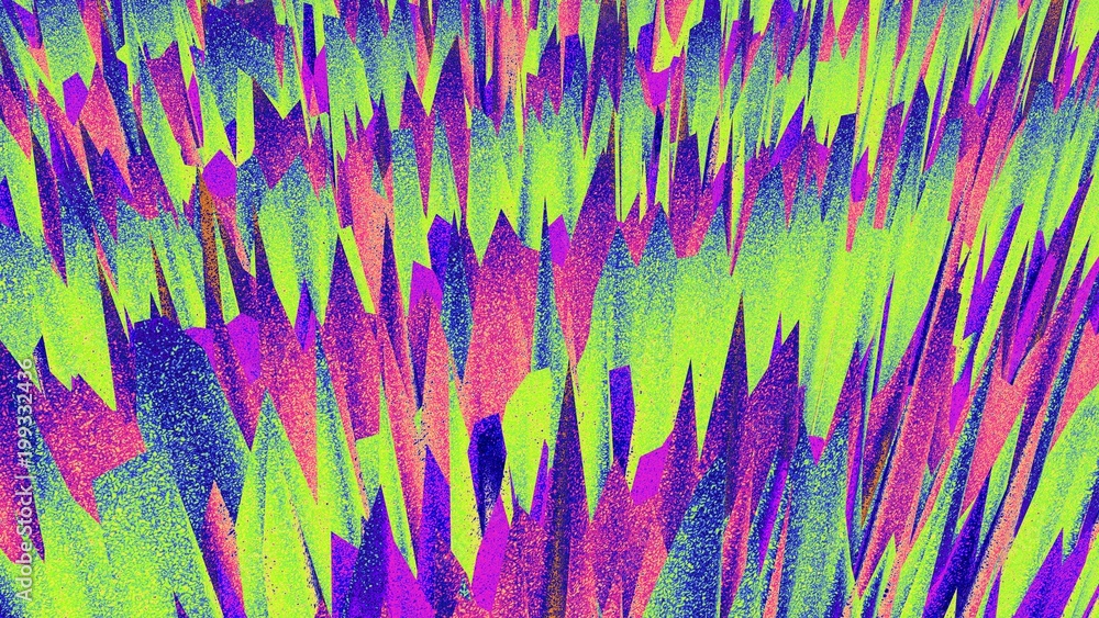 Retro abstract background. Colorful noise. Trendy wallpaper. Multicolor. Sharp shapes. Intense. Vibrant colors. Futuristic design. Neon. Surreal. Imagination.