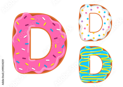 donut font vector. Letter D