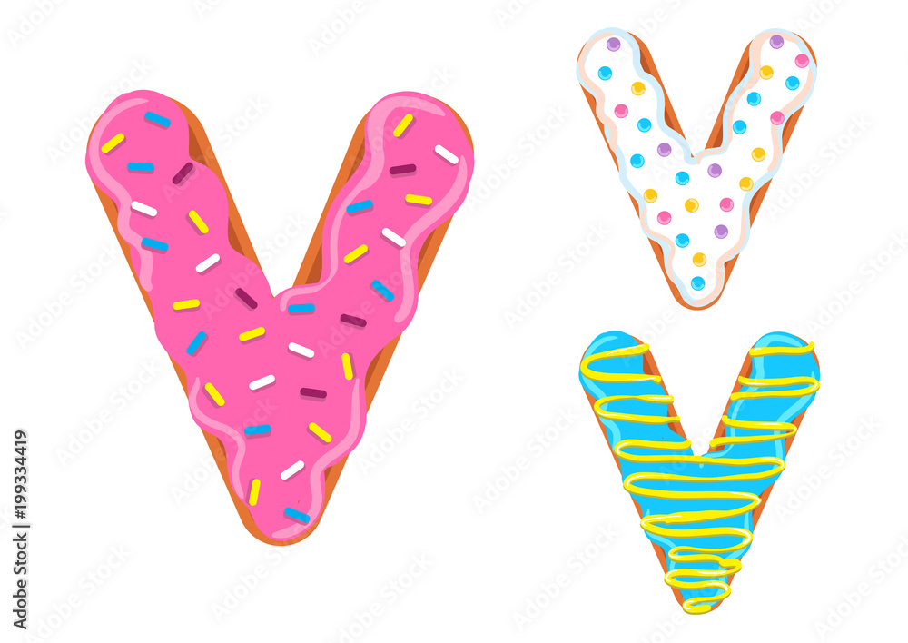 Donut font vector. Letter V Donut font vector. Letter V