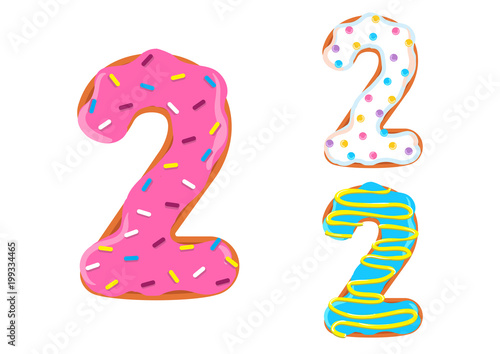 Donut font vector. Number 2