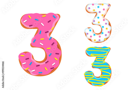 Sweet donut font. Number 3