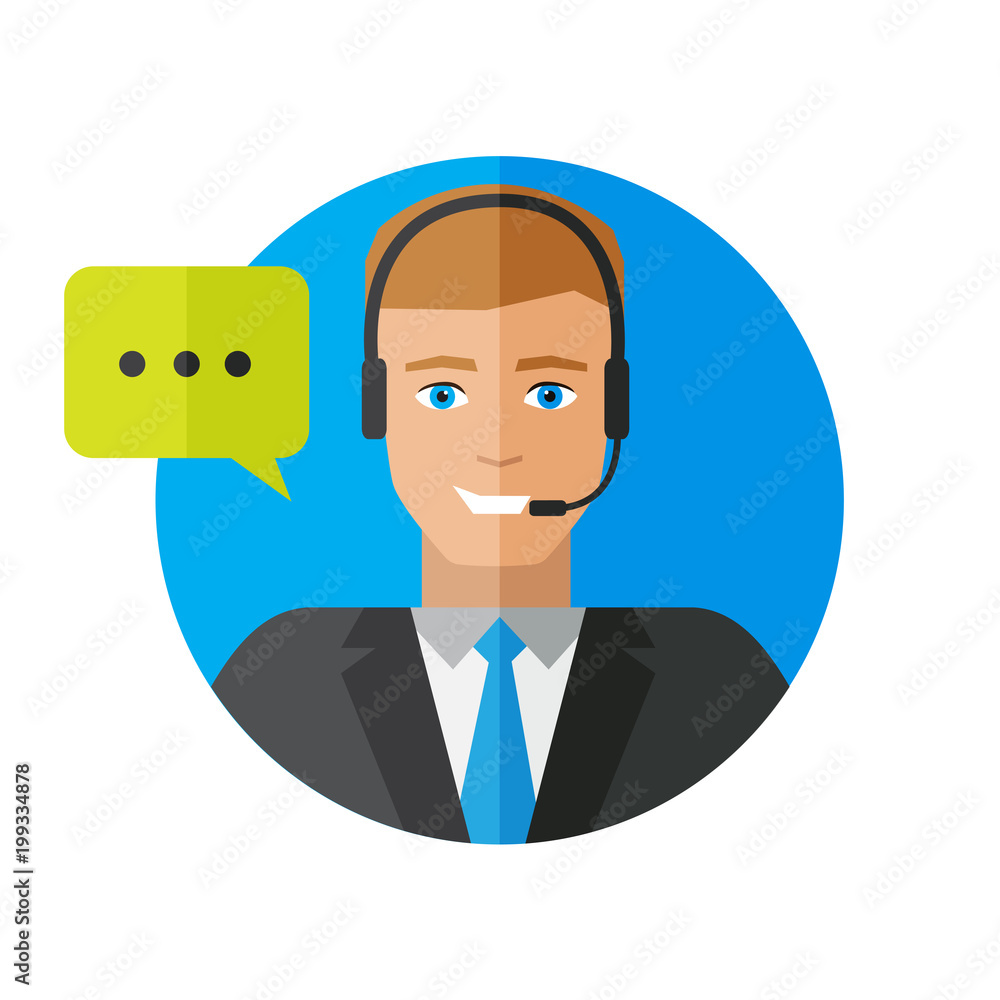 operator service support and call center in a flat style operator service support and call center in a flat style