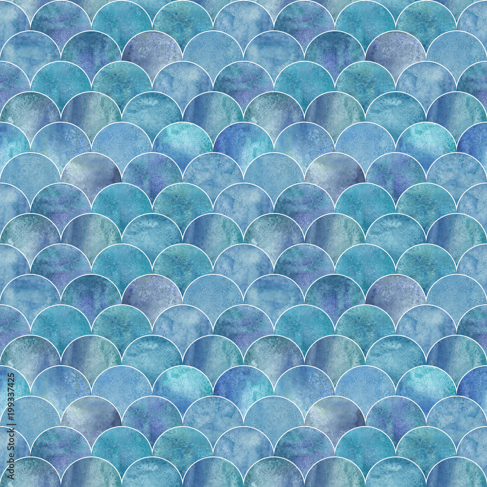Obraz premium Fish scale wave japanese seamless pattern