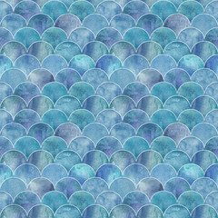 Deken met foto Japanse stijl patronen Fish scale wave japanese seamless pattern  © Olga