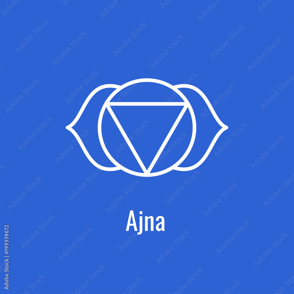 Ajna chakra symbol. The sixth blue sign. Yoga icon