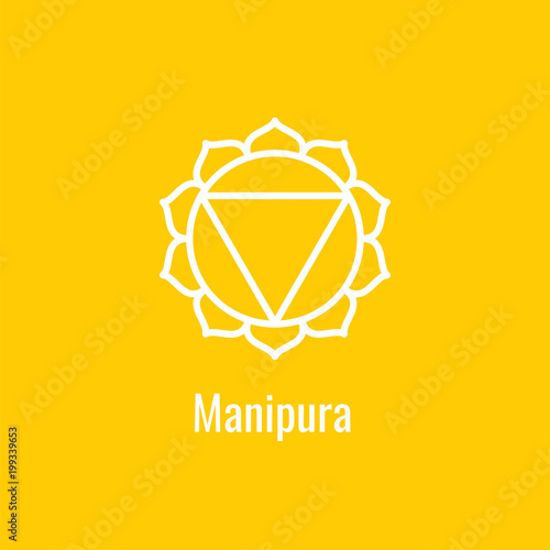 Manipura chakra symbol. The third yellow sign. Yoga icon
