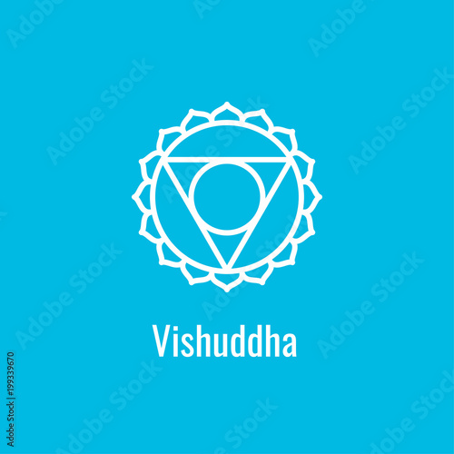Vishuddha chakra symbol. The fifth blue sign. Yoga icon