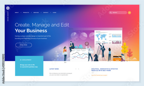 Effective website template design. Modern flat design vector illustration concept of web page design for website and mobile website development. Easy to edit and customize.