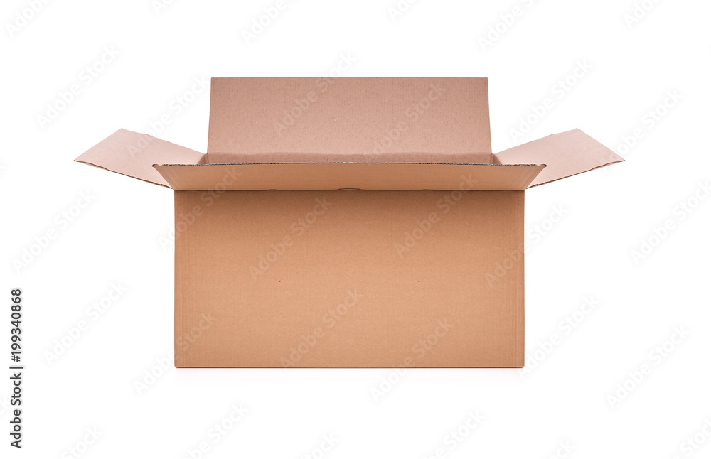 Cardboard mail box isolated on a white background.