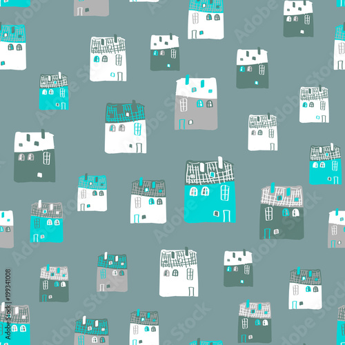 Vector seamless pattern with houses