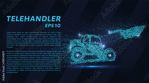 Telehandler of the particles. Telescopic loader consists of circles and points.