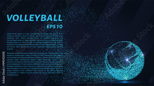 A volley of particles. Volleyball consists of small circles. Vector illustration.