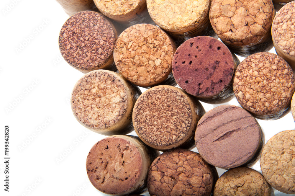 Wine corks on the white or background
