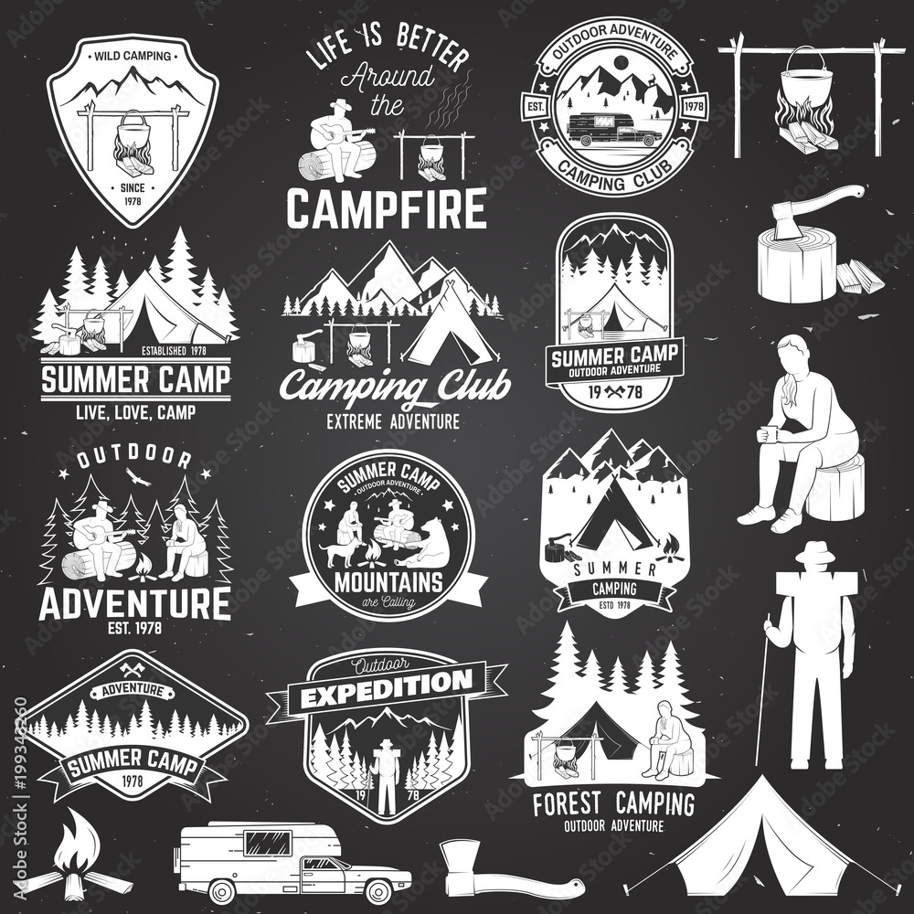 Summer camp. Vector illustration. Concept for shirt or logo, print, stamp or tee. Summer camp. Vector illustration. Concept for shirt or logo, print, stamp or tee.