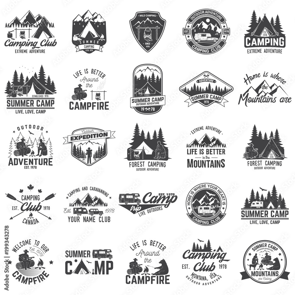 Summer camp. Vector illustration. Concept for shirt or logo, print, stamp or tee. Summer camp. Vector illustration. Concept for shirt or logo, print, stamp or tee.