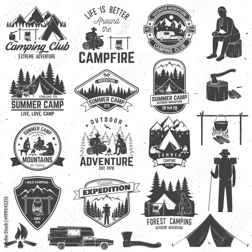 Summer camp. Vector illustration. Concept for shirt or logo, print, stamp or tee.