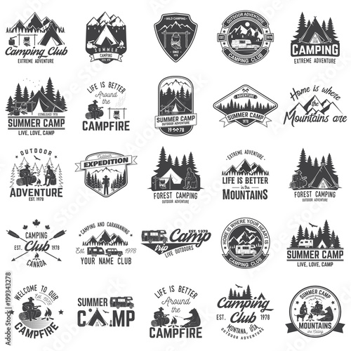 Summer camp. Vector illustration. Concept for shirt or logo, print, stamp or tee.