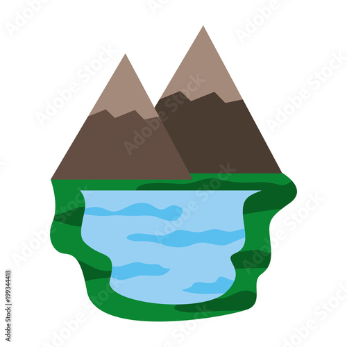 mountains and lake nature scene vector illustration design